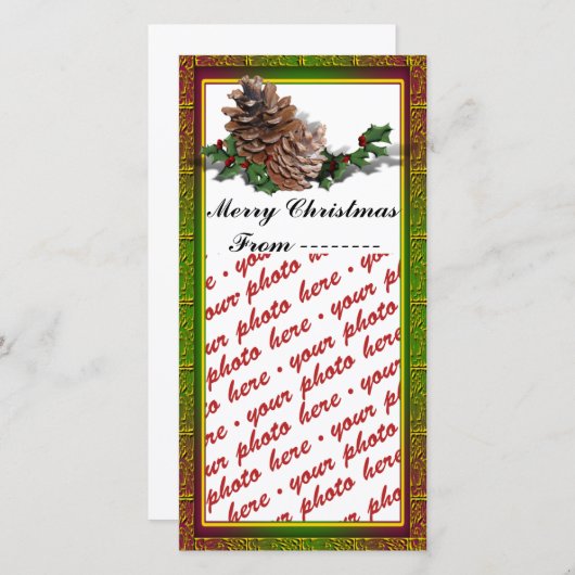 クリスマスフォトカードまたはフォトギフトラベル シーズンカード (正面/裏面)