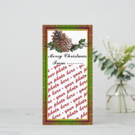 クリスマスフォトカードまたはフォトギフトラベル シーズンカード (スタンド正面)