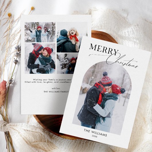 クリスマスフォトカードアーチ型フォトホリデーカード シーズンカード