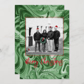 クリスマスフォトカードファミリー名マーブルフェスティバル 招待状 (正面/裏面)