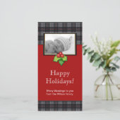 クリスマスフォトカードプレイドブラックレッド シーズンカード (スタンド正面)