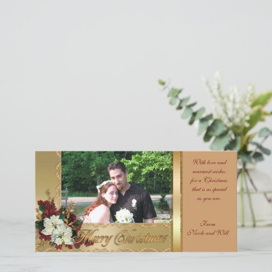 クリスマスフォトカードポインセチア シーズンカード (スタンド正面)