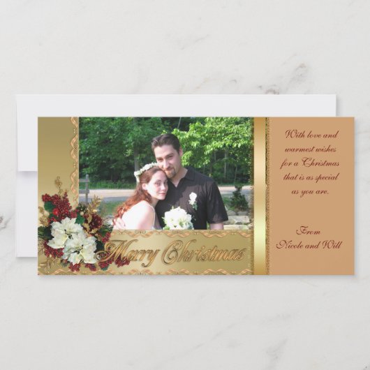 クリスマスフォトカードポインセチア シーズンカード (正面)