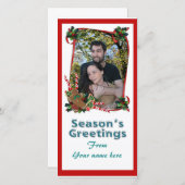 クリスマスフォトカードリボンとキャンディ シーズンカード (正面/裏面)