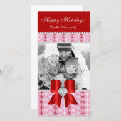 クリスマスフォトカードレッドピンクスノーボウ3 シーズンカード (正面/裏面)