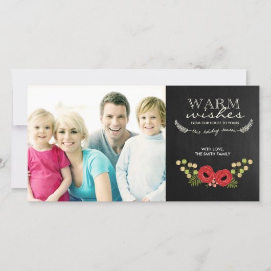 クリスマスフォトカードヴィンテージフローラシャルボード シーズンカード (正面)