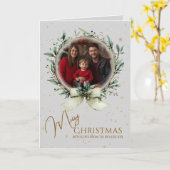 クリスマスフォトカード折りグリーティングカード カード (黄色い花)