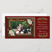 クリスマスフォトカード白ポインセチア シーズンカード (正面/裏面)