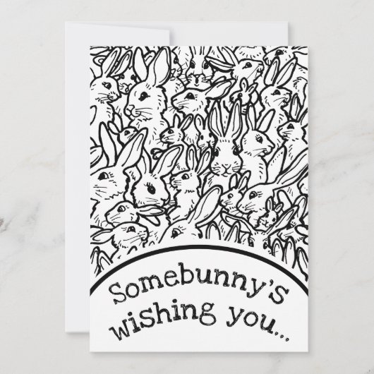 クリスマスフォトカード白黒ウサギスケッチ シーズンカード (正面)