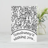 クリスマスフォトカード白黒ウサギスケッチ シーズンカード (スタンド正面)