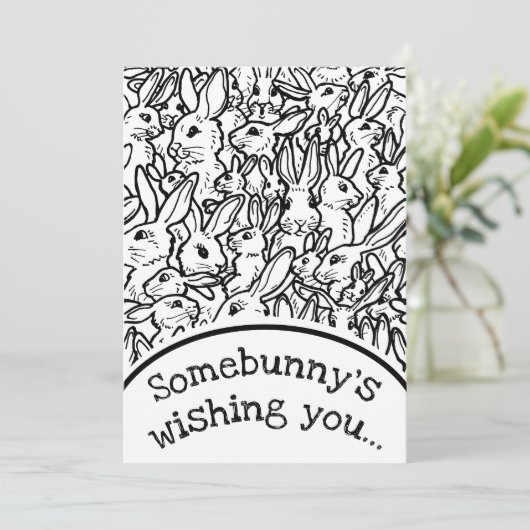 クリスマスフォトカード白黒ウサギスケッチ シーズンカード (スタンド正面)