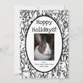 クリスマスフォトカード白黒ウサギスケッチ シーズンカード (裏面)