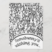 クリスマスフォトカード白黒ウサギスケッチ シーズンカード (正面/裏面)