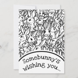 クリスマスフォトカード白黒ウサギスケッチ シーズンカード