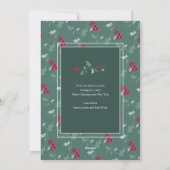 クリスマスフォトカード緑の赤い果実クリスマス シーズンカード (裏面)