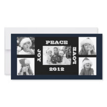 クリスマスフォトカード5枚の写真Joy Peace Love