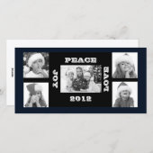 クリスマスフォトカード5枚の写真Joy Peace Love シーズンカード (正面/裏面)
