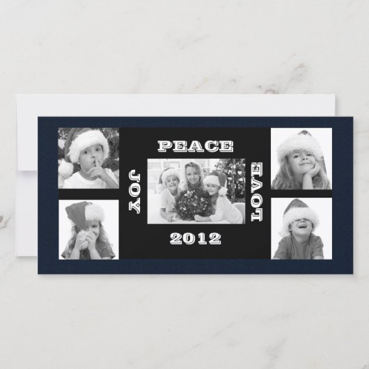 クリスマスフォトカード5枚の写真Joy Peace Love シーズンカード (正面)