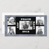 クリスマスフォトカード5枚の写真Joy Peace Love シーズンカード (正面/裏面)