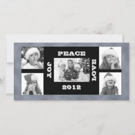 クリスマスフォトカード5枚の写真Joy Peace Love シーズンカード