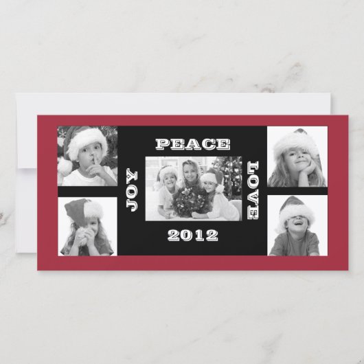 クリスマスフォトカード5枚の写真Joy Peace Love シーズンカード (正面)