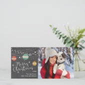 クリスマスフォトカード(オーナメント付き黒板) シーズンカード (スタンド正面)