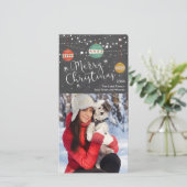 クリスマスフォトカード(オーナメント付き黒板) シーズンカード (スタンド正面)