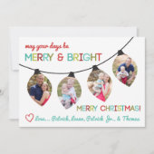 クリスマスフォトカード、クリスマスライト、祝日 シーズンカード (正面)