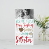クリスマスフォトカード – サンタ，クッキー，ホットショコラ シーズンカード (スタンド正面)