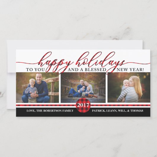 クリスマスフォトカード、バッファロー・プレイド シーズンカード (正面)