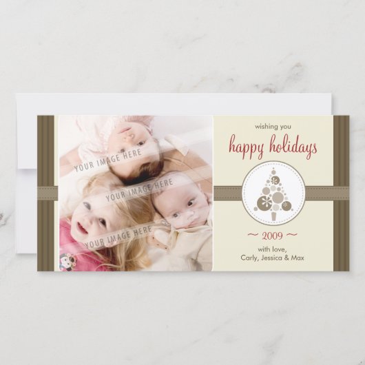 クリスマスフォトカード::モダン斑点状の木6 シーズンカード (正面)