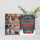 クリスマスフォトカード – ヴィンテージレッドトラック シーズンカード (スタンド正面)