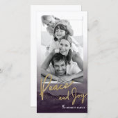 クリスマスフォトカード – 水彩平和と喜び シーズンカード (正面/裏面)