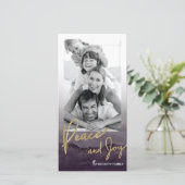 クリスマスフォトカード – 水彩平和と喜び シーズンカード (スタンド正面)