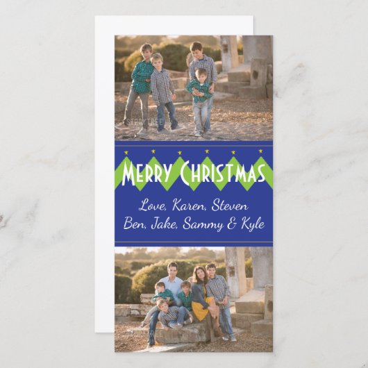 クリスマスフォトカード/白い封筒「Chevron Tree」 シーズンカード (正面/裏面)