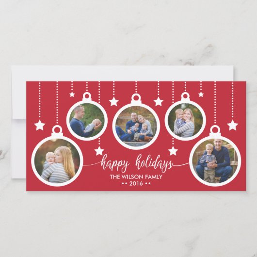 クリスマスフォトカード、祝日、オーナメント シーズンカード (正面)