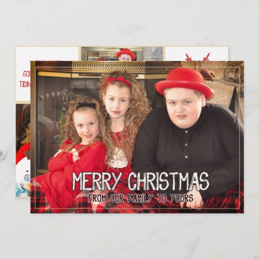 クリスマスフォトカード – 4枚の写真(前面と背面) シーズンカード (正面/裏面)