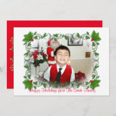 クリスマスフォトカードHollyフレーム シーズンカード (正面/裏面)