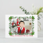 クリスマスフォトカードHollyフレーム シーズンカード (スタンド正面)