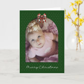 クリスマスフォトクラシックカードのアーチ（赤い緑） カード (黄色い花)