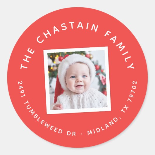クリスマスフォトクリスマス差出人住所シール ラウンドシール (正面)