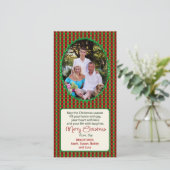 クリスマスフォトグリーティングカード – RED PLAID シーズンカード (スタンド正面)