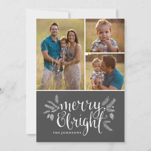 クリスマスフォトグリーティングメリーカード – 明るい シーズンカード (正面)
