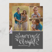 クリスマスフォトグリーティングメリーカード – 明るい シーズンカード (正面/裏面)