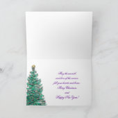 クリスマスフォトグリーティング – 紫/ティール(緑がかった色) シーズンカード (内部)