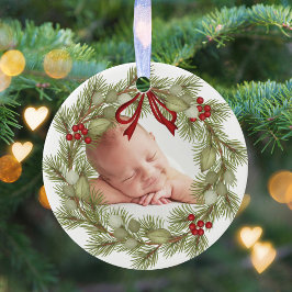 クリスマスフォトグリーナリーリースホリーベリー セラミックオーナメント