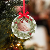 クリスマスフォトグリーナリーリースホリーベリー セラミックオーナメント