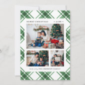 クリスマスフォトグリーンプレイドホリデーカード シーズンカード (正面)