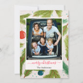 クリスマスフォトグリーンホワイトホリデー シーズンカード (正面)