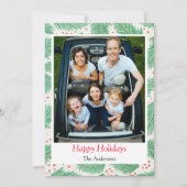 クリスマスフォトグリーンリークリスマスハッピーホリデーズカード シーズンカード (正面)
